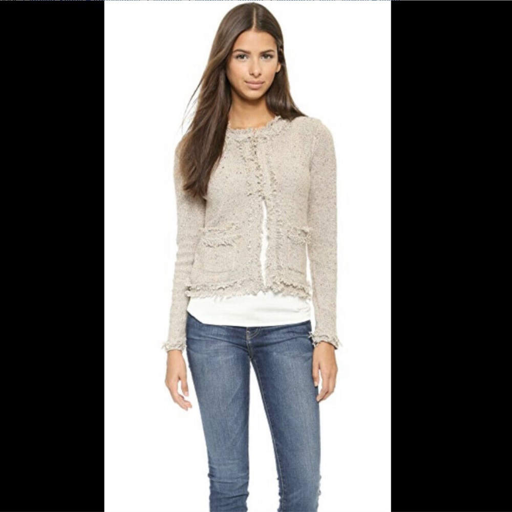 Joie Women's Porsha Beige Blazer Jacket Tweed Frayed Edge XS